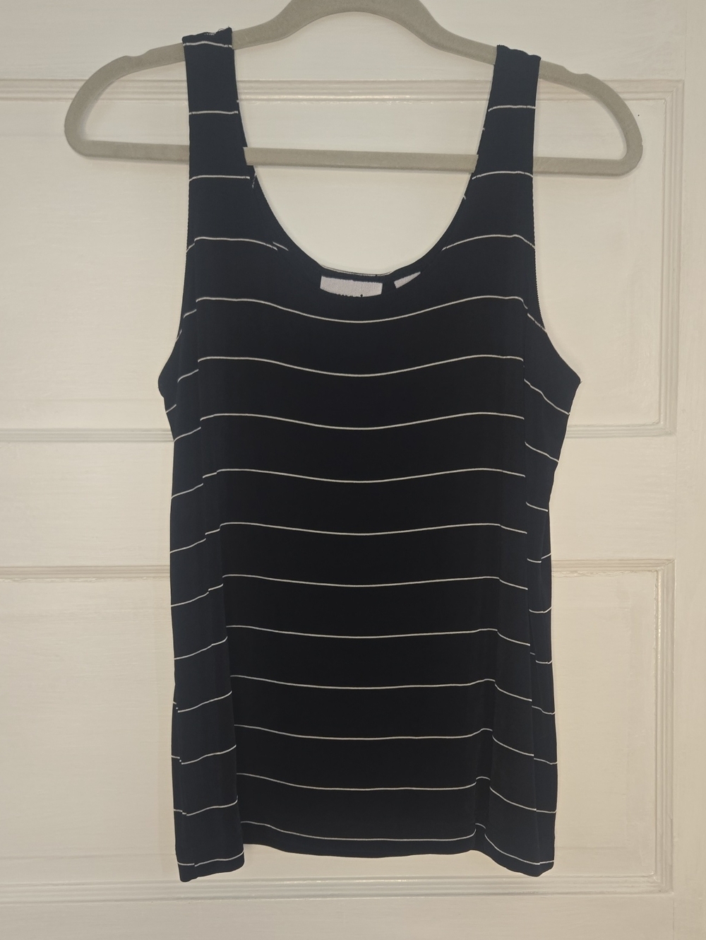 Chico's Travelers Striped Tank Top Black & White Size 2_151